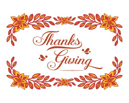 Thanksgiving card template with floral frameのイラスト素材