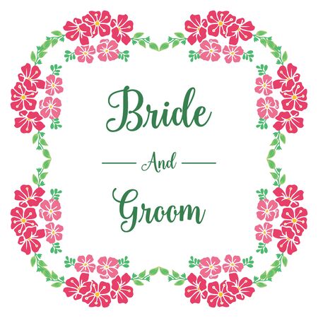 Bride and groom text with floral design elementsのイラスト素材