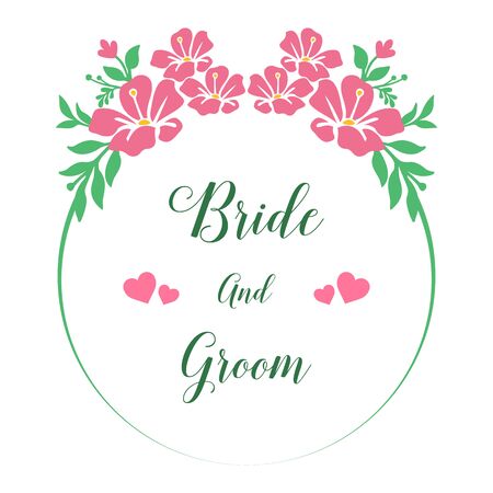 Bride and groom text with floral frameのイラスト素材