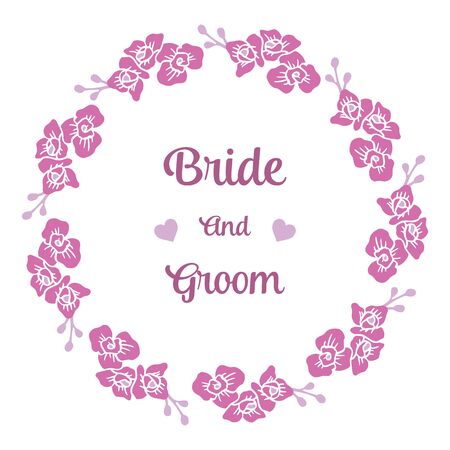 Bride and groom text with floral design elementsのイラスト素材