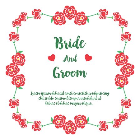 Wedding invitation card with  red rose flower frameのイラスト素材