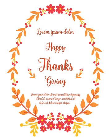 Thanksgiving card template with floral frameのイラスト素材