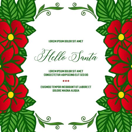 Hello Santa text with red floral frameのイラスト素材