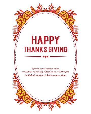 Thanksgiving card template with floral frameのイラスト素材
