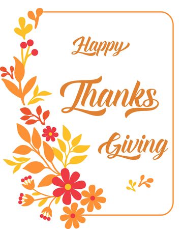 Thanksgiving card template with autumn floral frameのイラスト素材