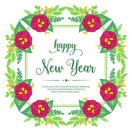 Happy new year wish with floral frame designのイラスト素材