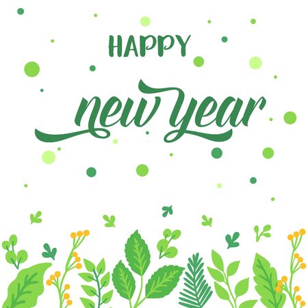 Happy new year wish with floral designのイラスト素材