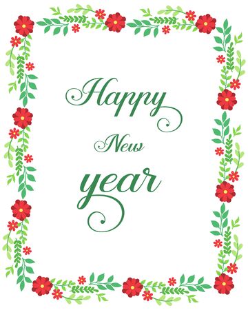 Happy new year wish with floral frame designのイラスト素材