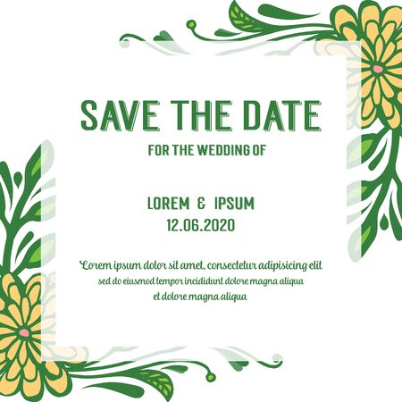 Wedding invitation card with floral frameのイラスト素材