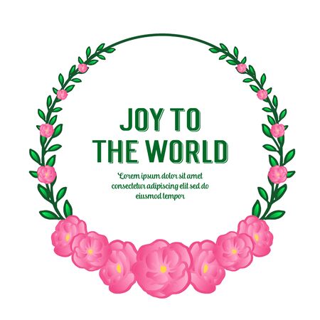Joy to the world text with pink floral frameのイラスト素材