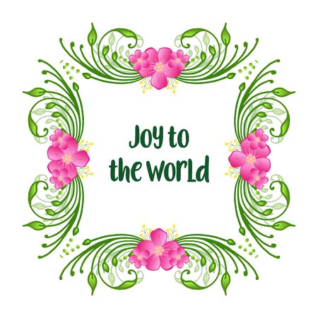 Joy to the world text with pink floral frameのイラスト素材