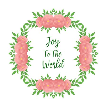Joy to the world text with pink floral frameのイラスト素材