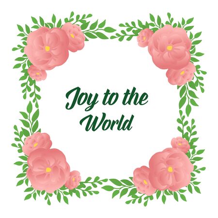 Joy to the world text with pink floral frameのイラスト素材