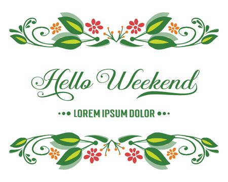 Hello Weekend lettering with floral frameのイラスト素材