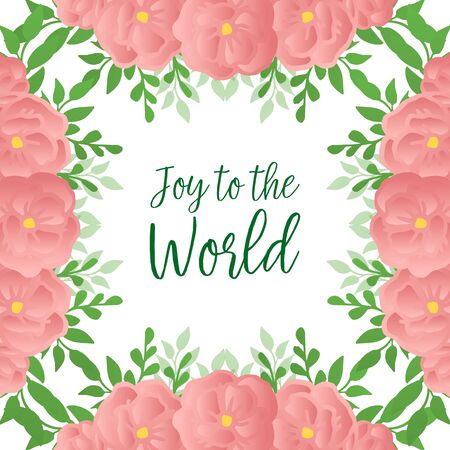 Joy to the world text with floral frameのイラスト素材