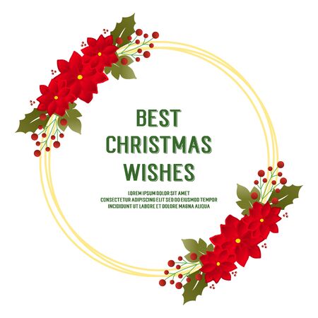 Best Christmas wishes with floral frameのイラスト素材