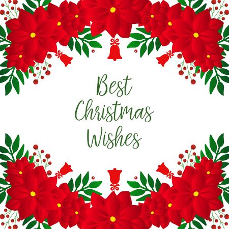 Best Christmas wishes with red floral frameのイラスト素材