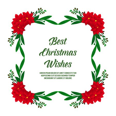 Best Christmas wishes with red floral frameのイラスト素材