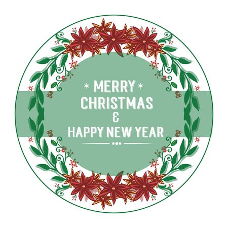 Merry Christmas and Happy New Year wishes with red floral frameのイラスト素材