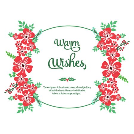 Warm wishes text with red floral frameのイラスト素材