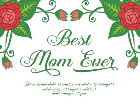 Best mom ever card with red rose frame designのイラスト素材
