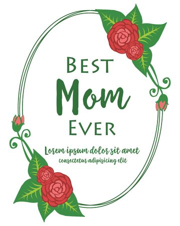 Best mom ever card with red rose frame designのイラスト素材