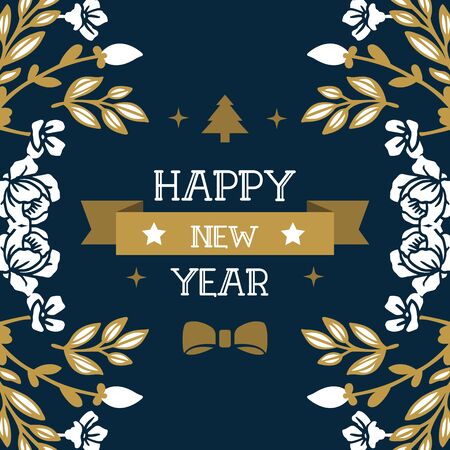 Happy New Year greeting card with floral frame designのイラスト素材