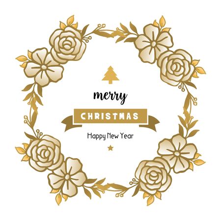 Merry Christmas and Happy New Year wishes with floral frameのイラスト素材