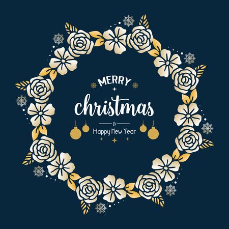 Merry Christmas and Happy New Year wishes with floral frameのイラスト素材