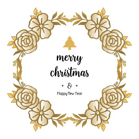 Merry Christmas and Happy New Year wishes with floral frameのイラスト素材