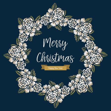 Merry Christmas and Happy New Year wishes with floral wreath frameのイラスト素材