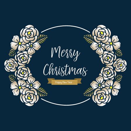 Merry Christmas and Happy New Year wishes with floral frameのイラスト素材