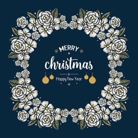 Merry Christmas and Happy New Year wishes with floral frameのイラスト素材