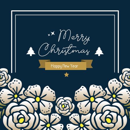 Merry Christmas and Happy New Year wishes with floral frameのイラスト素材