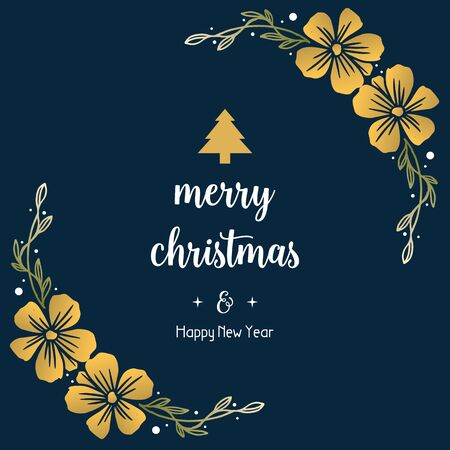 Merry Christmas and Happy New Year wishes with floral frameのイラスト素材