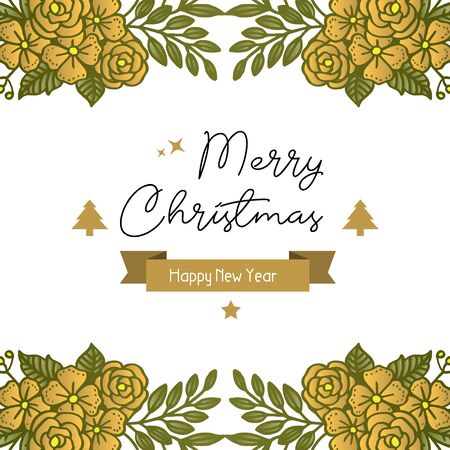 Merry Christmas and Happy New Year wishes with floral frameのイラスト素材