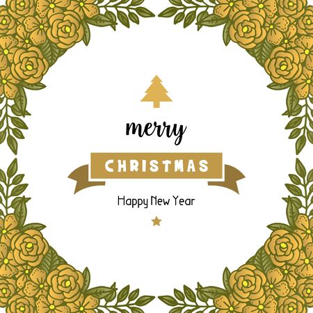Merry Christmas and Happy New Year wishes with floral frameのイラスト素材
