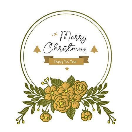 Merry Christmas and Happy New Year wishes with floral frameのイラスト素材