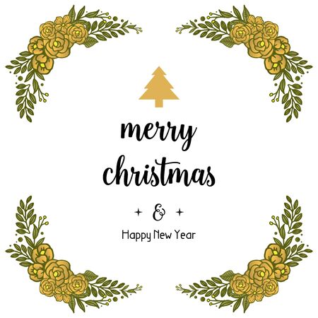 Merry Christmas and Happy New Year wishes with floral frameのイラスト素材