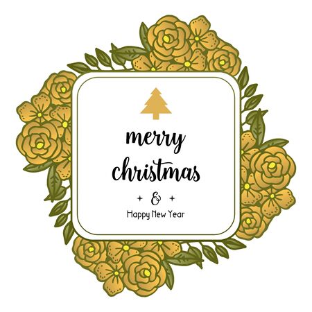 Merry Christmas and Happy New Year wishes with floral frameのイラスト素材