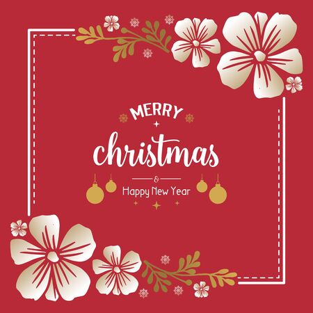 Merry Christmas and Happy New Year wishes with floral frameのイラスト素材