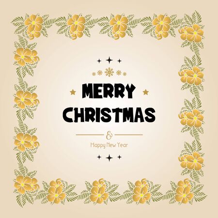Merry Christmas and Happy New Year wishes with floral frameのイラスト素材