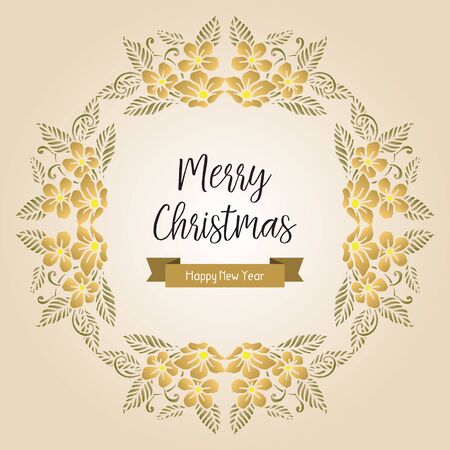 Merry Christmas and Happy New Year wishes with floral frameのイラスト素材