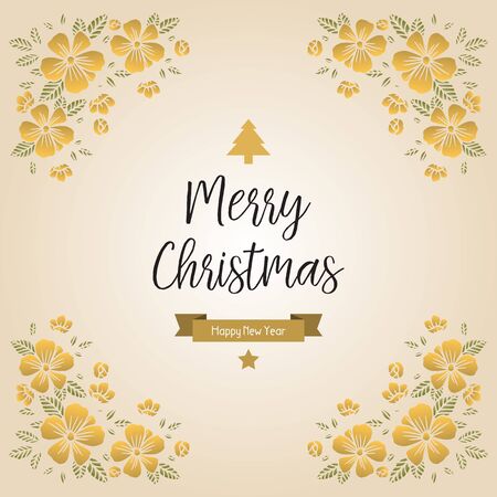 Merry Christmas and Happy New Year wishes with floral frameのイラスト素材