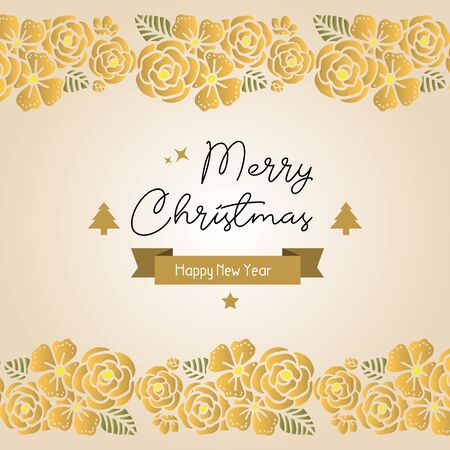 Merry Christmas and Happy New Year wishes with floral frameのイラスト素材