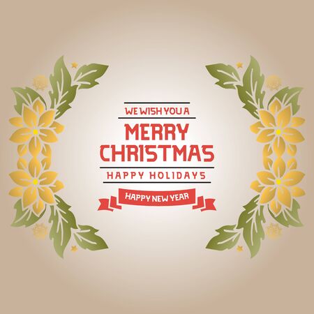 Merry Christmas and Happy New Year wishes with floral designのイラスト素材