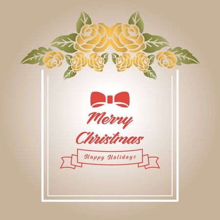 Merry Christmas and Happy Holidays text with floral frameのイラスト素材