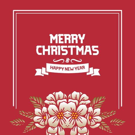 Merry Christmas and Happy New Year wishes with floral designのイラスト素材