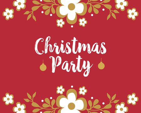 Modern card of christmas party, with beauty of white flower frame. Vector illustrationのイラスト素材