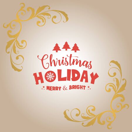 Decorative element for greeting card christmas holiday, with design of leaves frame. Vector illustrationのイラスト素材